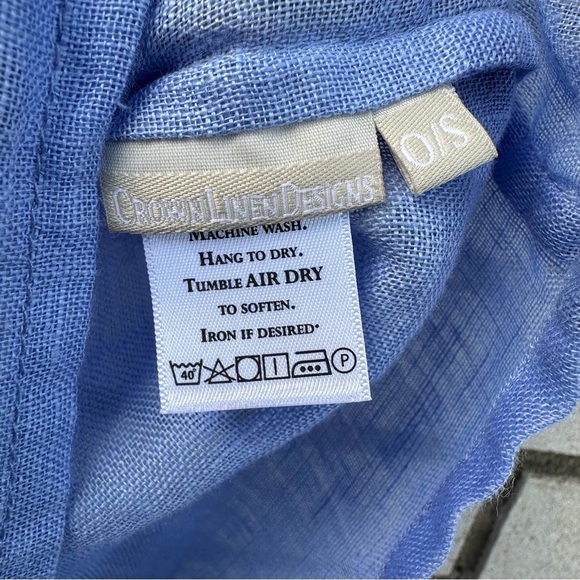 Crown Linen Designs Linen Shawl Pastel Baby Blue - Picture 5 of 6